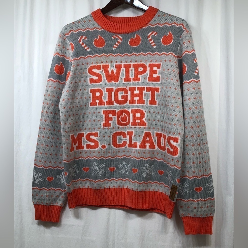 Tipsy Elves Swipe Right for Mrs Claus Ugly Christmas Sweater Funny Mens Medium
